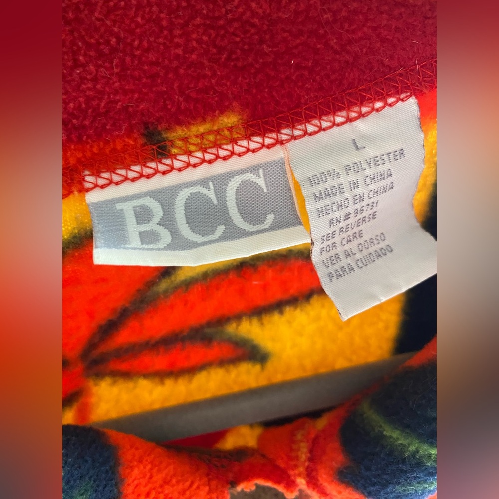 Fall jacket festive BCC leaf print vintage fleece jacket size large - Picture 5 of 8